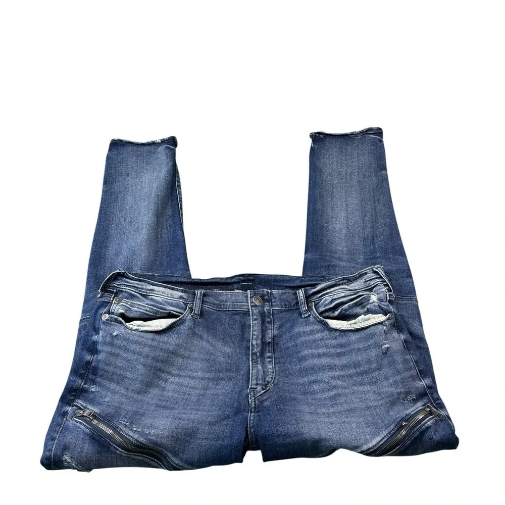 True Religion Moto Rocco Relaxed‎ Skinny Distressed Jean Size 40x34